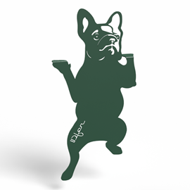 Chien bulldog à suspendre - vert pin - 100% inox