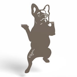 Chien bulldog à suspendre - taupe - 100% inox