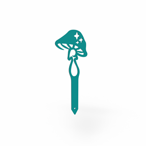 Champignon - piquets déco à planter - bleu turquoise - 100% inox