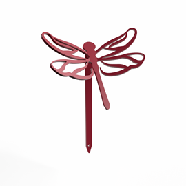 Libellule - piquets déco à planter - rouge framboise - 100% inox