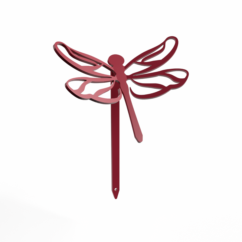Idfer - Libellule - piquets déco à planter - rouge framboise