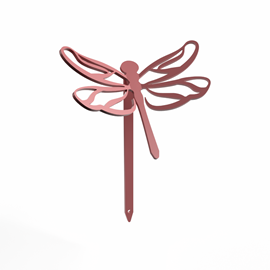 Libellule - piquets déco à planter - vieux rose - 100% inox