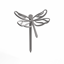 Libellule - piquets déco à planter - gris platine - 100% inox