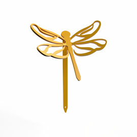 Libellule - piquets déco à planter - jaune - 100% inox