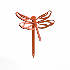Libellule - piquets déco à planter - orange pur - 100% inox
