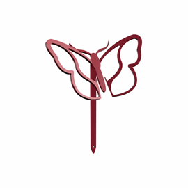Papillon - piquets déco à planter - rouge framboise - 100% inox