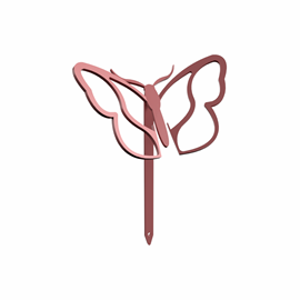 Papillon - piquets déco à planter - vieux rose - 100% inox