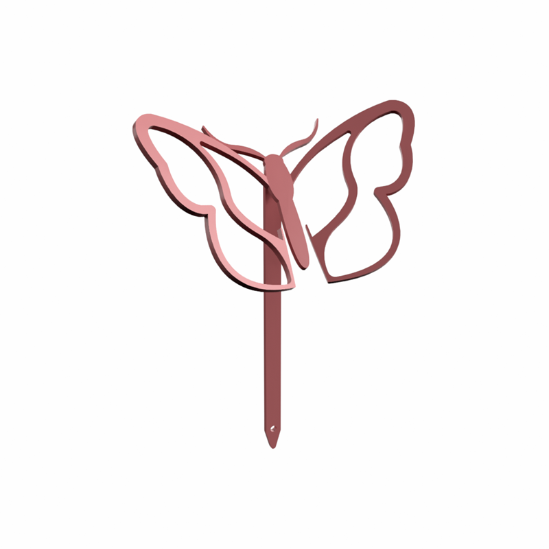 Papillon - piquets déco à planter - vieux rose