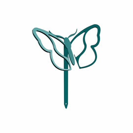 Papillon - piquets déco à planter - bleu turquoise - 100% inox