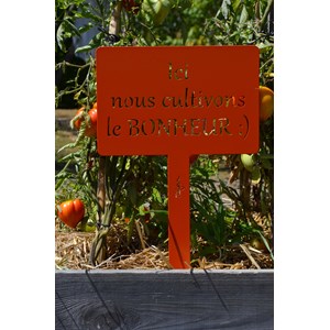 Étiquette de jardin à planter avec citation - vieux rose - 100% acier galvanisé