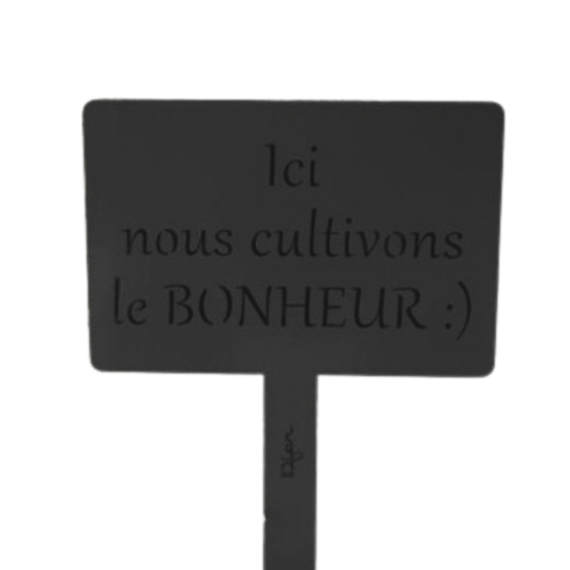 Étiquette de jardin à planter avec citation - noir