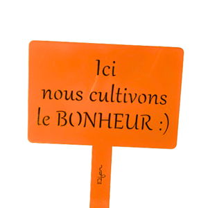 Étiquette de jardin à planter avec citation - orange pur - 100% acier galvanisé