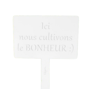 Étiquette de jardin à planter avec citation - blanc pur - 100% acier galvanisé