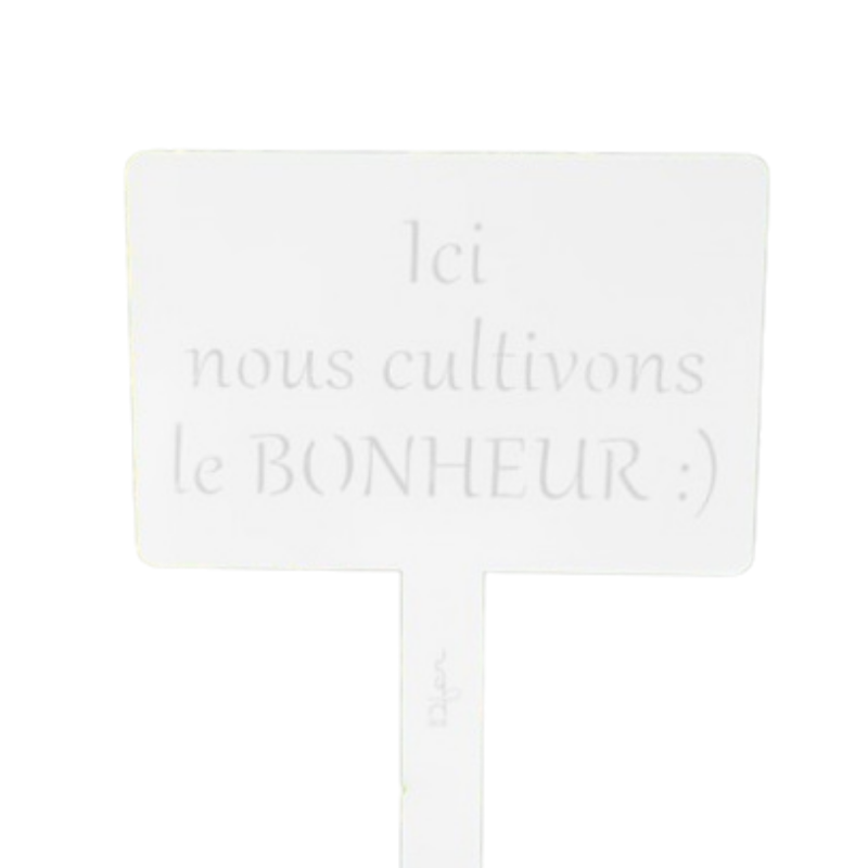 Étiquette de jardin à planter avec citation - blanc pur