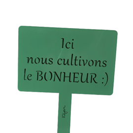 Étiquette de jardin à planter avec citation - vert pin - 100% acier galvanisé