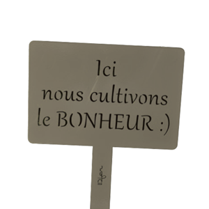 Étiquette de jardin à planter avec citation - taupe - 100% acier galvanisé