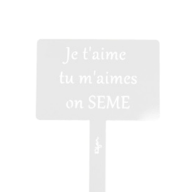 Étiquette de jardin à planter avec citation - blanc pur - 100% acier galvanisé