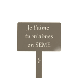 Étiquette de jardin à planter avec citation - taupe - 100% acier galvanisé