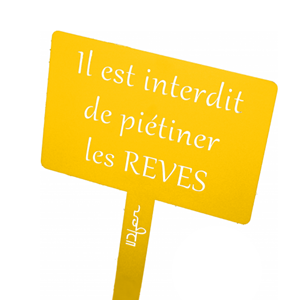 Étiquette de jardin à planter avec citation - jaune - 100% acier galvanisé