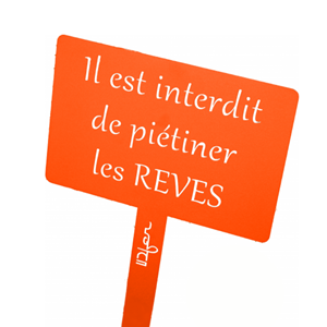 Étiquette de jardin à planter avec citation - orange pur - 100% acier galvanisé