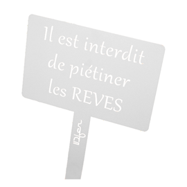 Étiquette de jardin à planter avec citation - blanc pur - 100% acier galvanisé