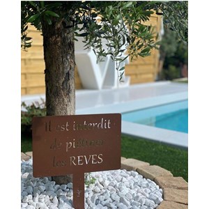 Étiquette de jardin à planter avec citation - taupe - 100% acier galvanisé