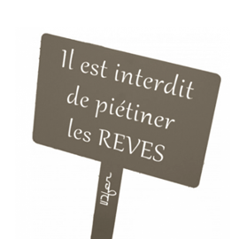 Étiquette de jardin à planter avec citation - taupe - 100% acier galvanisé