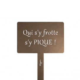 Étiquette de jardin à planter avec citation - taupe - 100% acier galvanisé