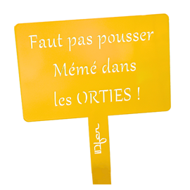 Étiquette de jardin à planter avec citation - jaune - 100% acier galvanisé