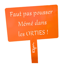 Étiquette de jardin à planter avec citation - orange pur - 100% acier galvanisé