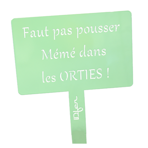 Étiquette de jardin à planter avec citation - vert tendre - 100% acier galvanisé