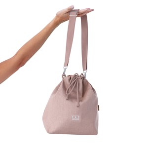 Set repas lunch box carrée rose gris