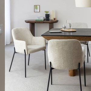 Fauteuil tissu écru