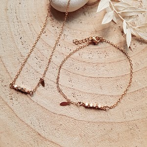 Coffret bijou solaire – duo collier et bracelet mini rêve cube doré