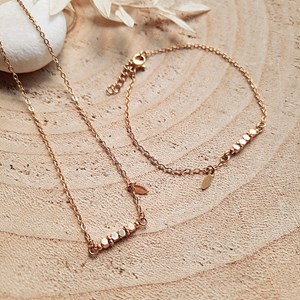 Coffret bijou solaire – duo collier et bracelet mini rêve cube doré