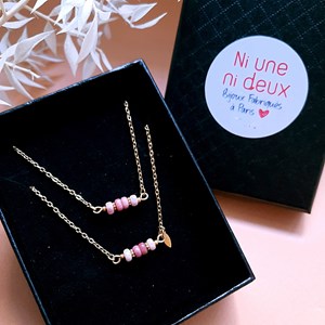Coffret bijou rose – parure mini rêve en quartz fraise facetté