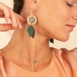 Coffret cadeau bijou vert – boucles solaris et collier mini rêve aventurine