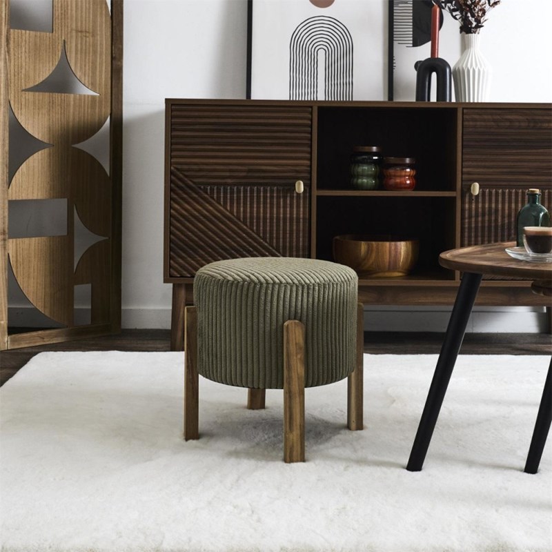 Tabouret côtelé vert