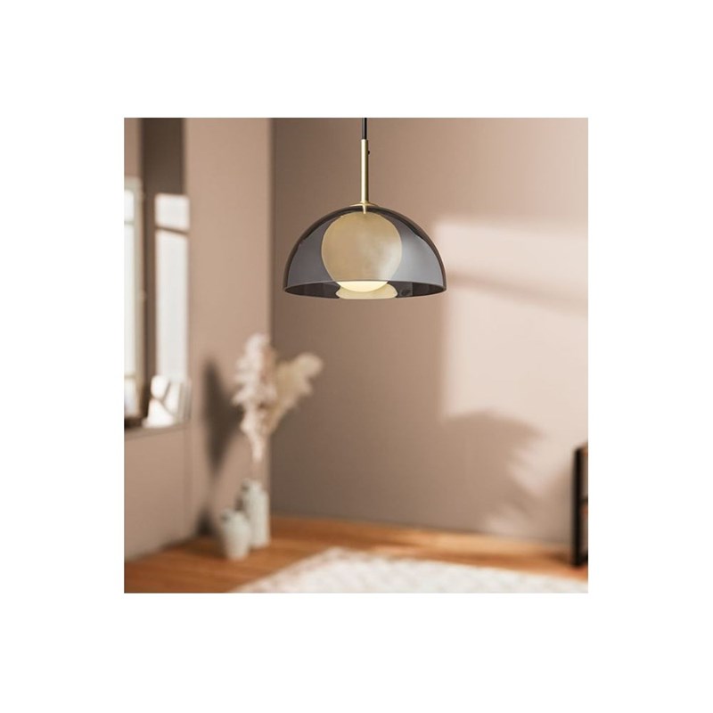 Suspension verre noire et dorée