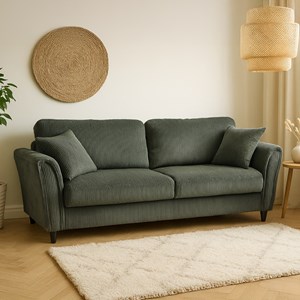 Lucerne canapé 4 places en velours côtelé vert