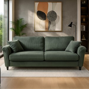 Lucerne canapé 4 places en velours côtelé vert