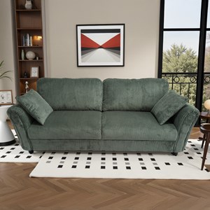 Lucerne canapé 4 places en velours côtelé vert