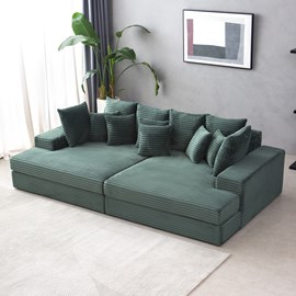 Cardiff canapé 4 places en velours côtelé vert