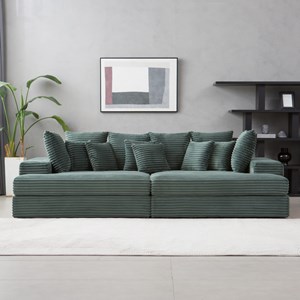 Cardiff canapé 4 places en velours côtelé vert