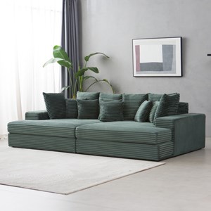 Cardiff canapé 4 places en velours côtelé vert