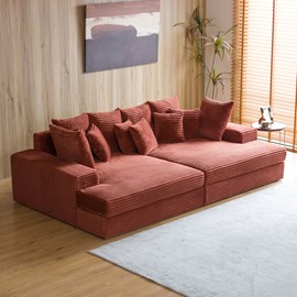 Cardiff canapé 4 places en velours côtelé terracotta