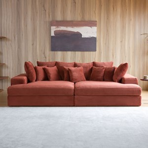 Cardiff canapé 4 places en velours côtelé terracotta