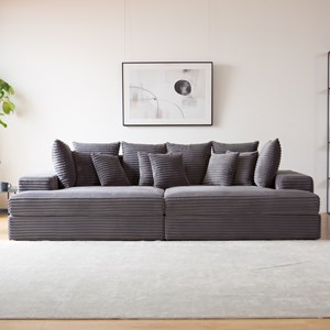 Cardiff canapé 4 places en velours côtelé gris anthracite