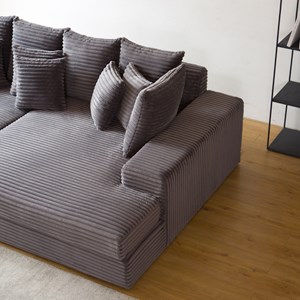 Cardiff canapé 4 places en velours côtelé gris anthracite