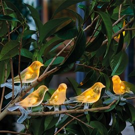 Guirlande solaire oiseaux lumineux 5 led déco jardin terrasse balcon